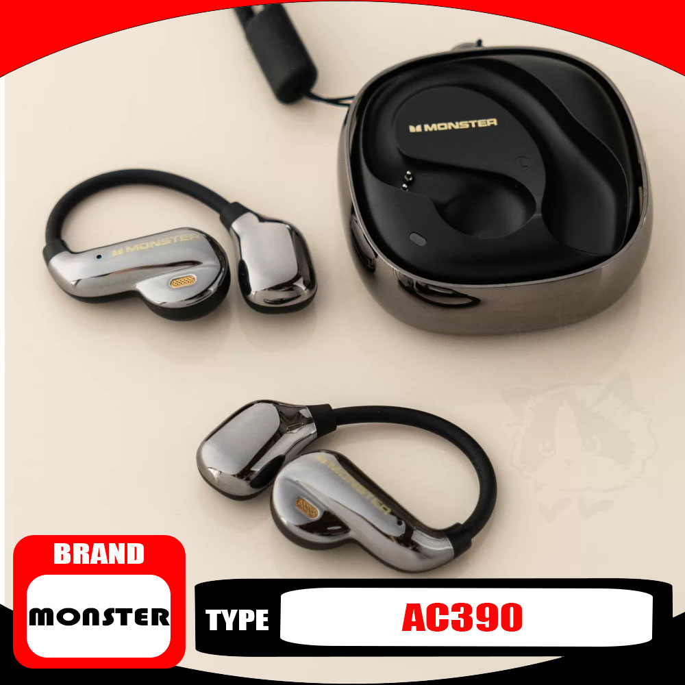 Open Ear Air Conduction Headphones - Monster AC390 Open Ear Hook Bluetooth
