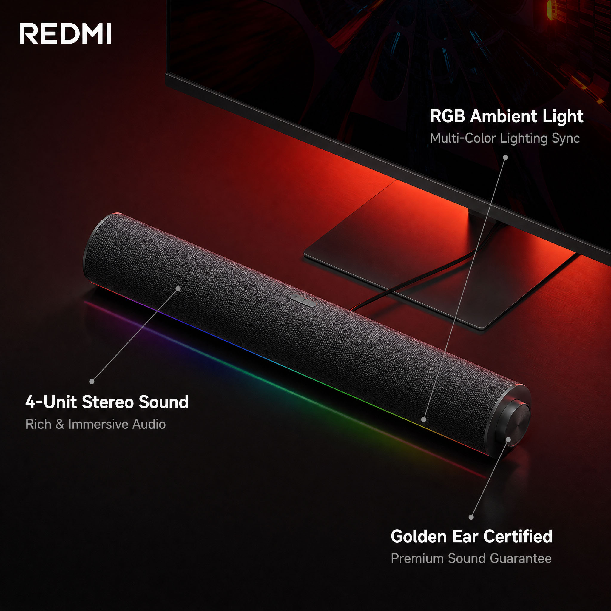 Original Xiaomi Redmi PC Speak - Rgb Computer Soundbar For Pc 评论和价格