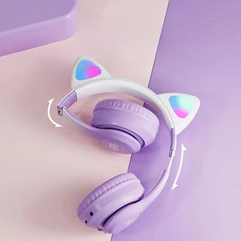 Over-Ear Cat Ear LED Breathing - Anc Wireless Over Ear Headphones 评论和价格