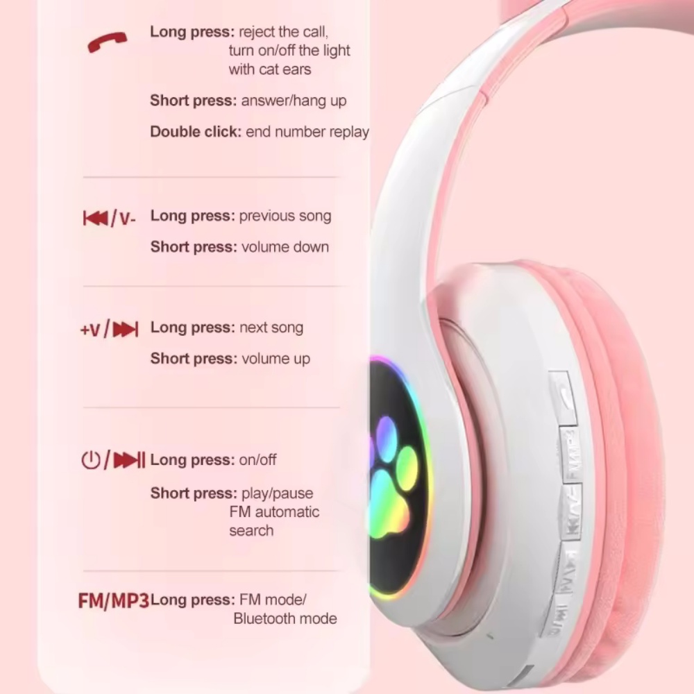 Cute Cat Ear Wireless Headset  - Cat Ear Bluetooth Headset Led 评论和价格