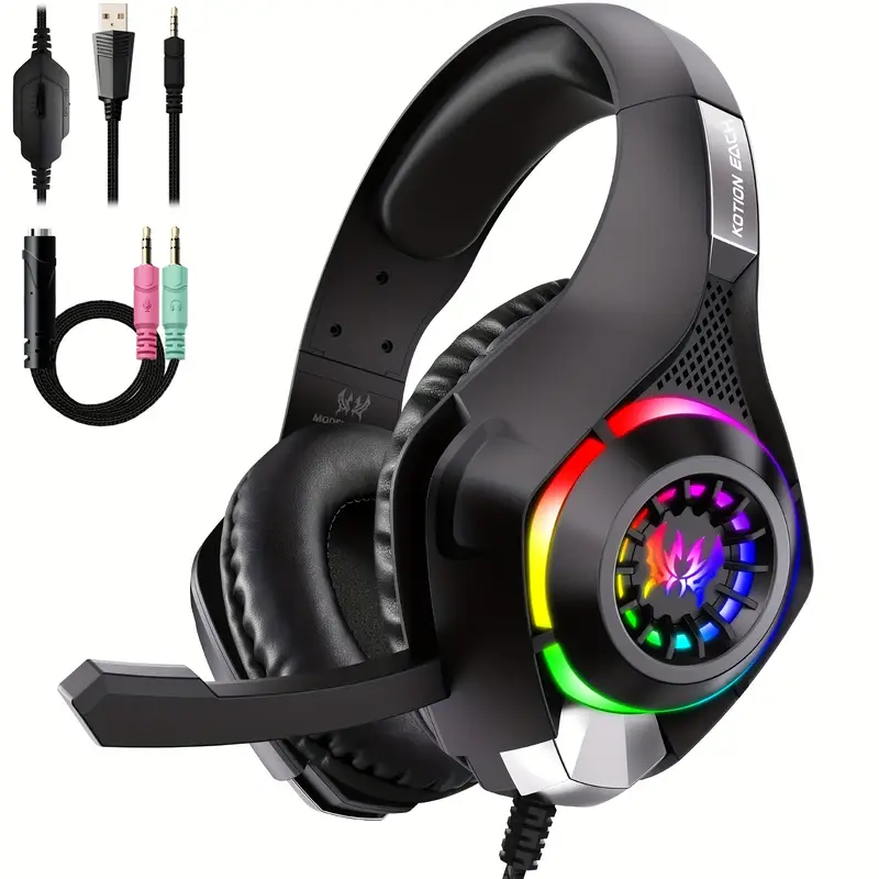 Gaming Headset for PC, PS4, PS - Gaming Headset With Mic Rgb 评论和价格