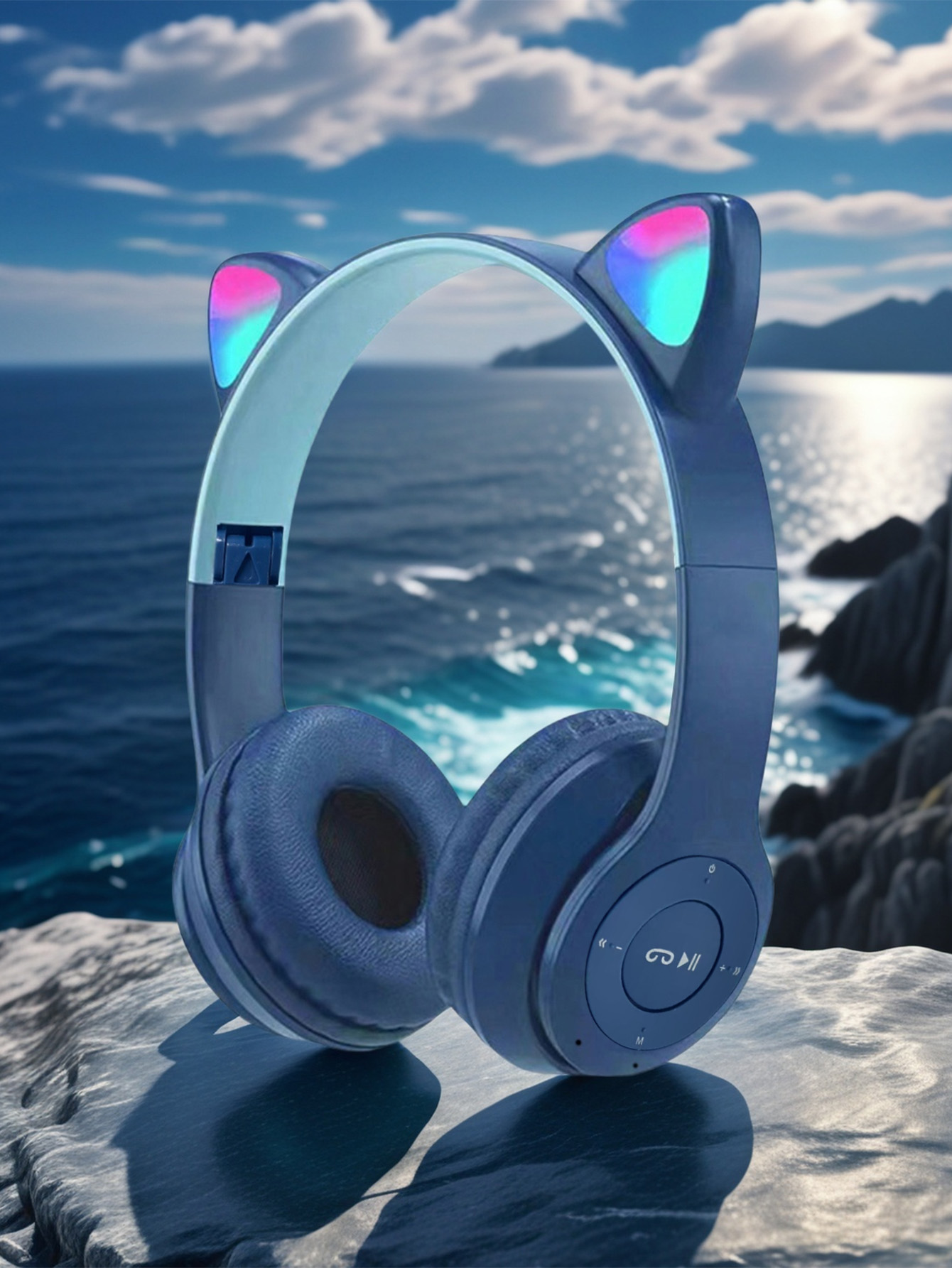 P47M Cat Ear Headphones,RGB Co - Cat Ear Bluetooth Headset Led 评论和价格